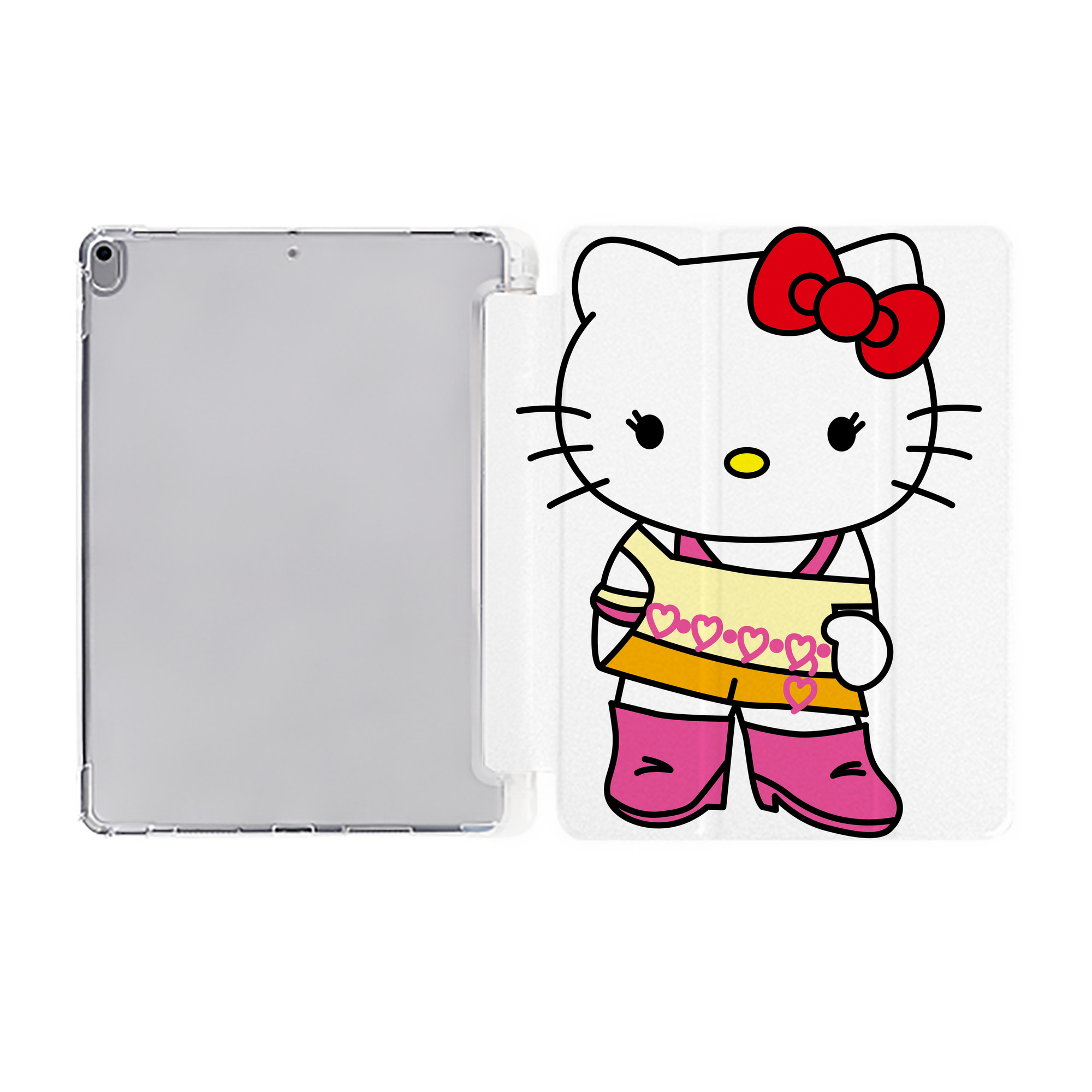 （画像用） Hello Kitty ハローキティ IPad ケース ペン収納付き 三つ折りスタンド PUレザー×シリコン 対応機種9.5/10.5/10.9インチ